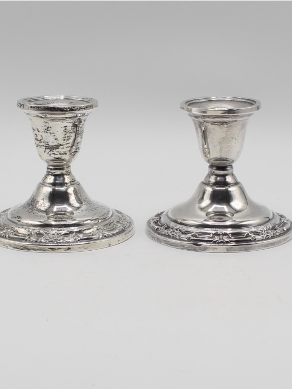Antique Sterling Silver Candlesticks, Wild Rose, International Silversmiths